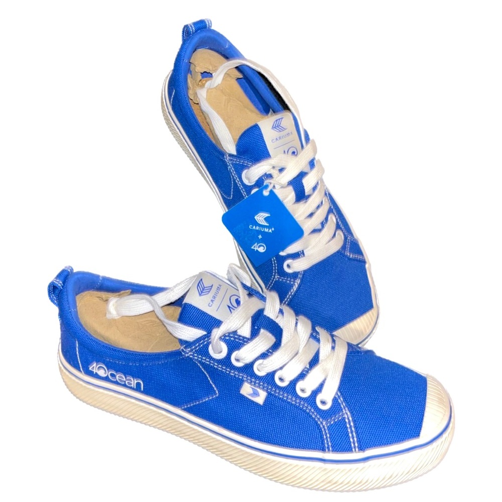 Cariuma 4Ocean Royal Blue Canvas Low Sneaker Shoe - Size W 11 / M 9.5 Limited Ed